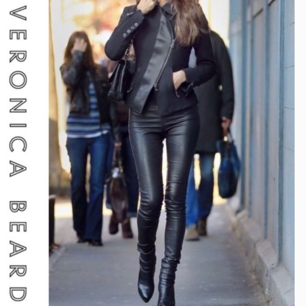 Veronica Beard Jeans Leather Kate 10” Skinny Pants
